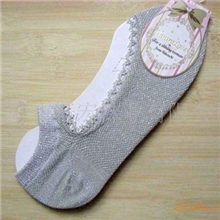 外贸袜子日单女船袜子时尚镶银丝涤棉质隐形夏季挂脚脖