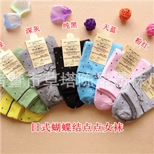 爆款无印良品女袜棉袜休闲袜可爱蝴蝶结糖果色女袜厂家批发直销