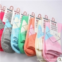 特价无印良品女袜子女中筒菱形格秋冬棉袜批发棉外贸袜厂家批发