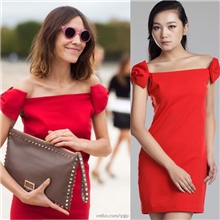 YIGELILAParty新娘礼服连衣裙红蝴蝶结结婚伴娘礼服裙6107