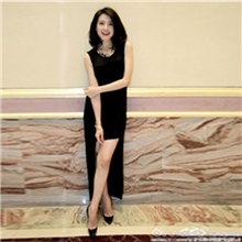 YIGELILA新款品牌气质连衣裙欧美风名媛复古不规则礼服批发656