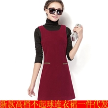 批发秋冬新款修身显瘦毛呢连衣裙高端无袖呢子连衣裙毛呢背心裙