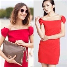 YIGELILA品牌女装明星同款新娘一字领连衣裙蝴蝶结伴娘礼服群6107