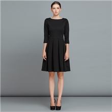 YIGELILA欧美品牌女装秋冬新款黑色圆领五分袖雪纺公主连衣裙626