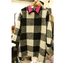 韩国代购秋装新款女装韩版格子连衣裙显瘦气质长袖毛呢打底裙子女