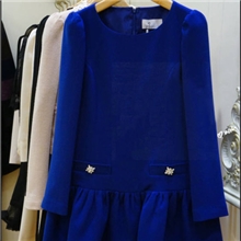 韩国代购2013秋冬新款毛呢连衣裙韩版大码宽松长袖打底裙