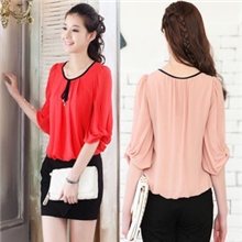 2013春夏装新款韩版宽松蝴蝶袖短袖雪纺衫上衣衬衫