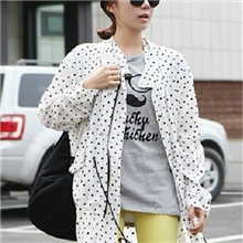 2013新款秋款韩国甜美时尚波点中长款风衣宽松大码外套