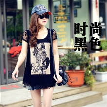 3007#新款夏装打底衫t女恤短袖T恤女韩版上衣小衫潮蕾丝