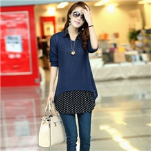 韩版专柜2013秋季新款时尚镂空针织衫雪纺衬衫两件套