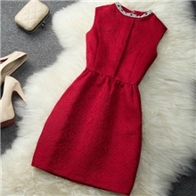 2013秋冬欧洲站无袖修身高端提花小礼服连衣裙秋季连衣裙