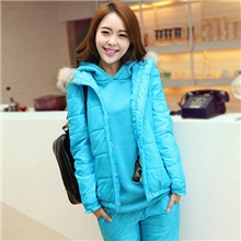 专柜正品韩版女装运动休闲时尚棉衣服套装加厚连帽卫衣三件套