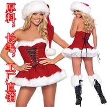 X1096圣诞装圣诞节演出服装圣诞节服装女束身马甲性感裹胸圣诞