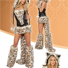 豹纹猫女郎服装猫女装万圣节服装化妆舞会DS演出服野人服带尾巴
