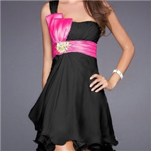 单肩蝴蝶结礼服雪纺短裙外贸婚纱礼服唯爱婚纱红色婚纱礼服