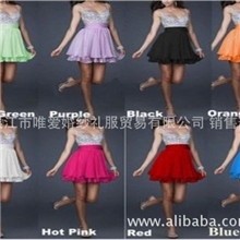 吊肩双色雪纺礼服欧美流行新款人气新娘热销