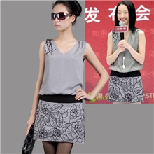 2013新款夏季*周迅明星同款*优雅刺绣高端欧美连衣裙批发Z01301