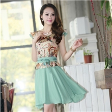 2013女装夏装新款修身圆领无袖荷叶边韩版大码雪纺连衣裙批发