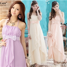 批发代理甜美唯美绕脖绑带礼服长裙洋装晚礼服2228