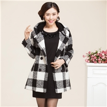 新款中年妇女装中老年羊毛呢大衣女装带帽风衣妈妈装毛呢上衣厂批