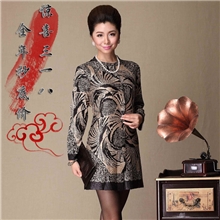 名族风大码中老年女装外套秋新款桑蚕丝外套妈妈装修身长款上衣