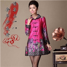 2013秋新款真丝妈妈装高档刺绣荷花纹妈妈装婚礼装优雅名族风