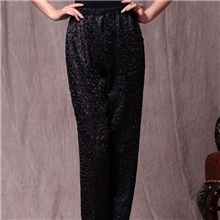 裤子妈妈装褶皱民族风中国风中老年长裤打底裤时尚款新