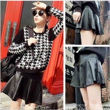 2013欧美超大牌明星同款复古小高腰超好搭精品小皮裙818