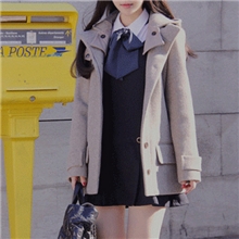 韩版秋冬装毛呢外套通勤呢子大衣保暖毛呢大衣特价一件代发