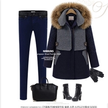 2013新款女装冬装加厚保暖中长款胖mm秋冬装毛领毛呢呢子外套上