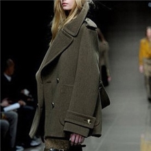 2013冬装新款女欧美中长款修身加厚大码呢子大衣外套
