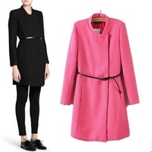 2013秋冬新款欧美风高腰显瘦优雅复古中长款编织大衣外套女风衣