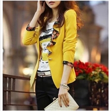 2013秋装新款韩版大花设计燕尾荷叶领边修身短款小西装女外套