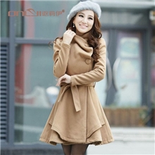 讴莉伊秋冬新款长款修身女款毛呢大衣外套呢子大衣女式风衣大衣