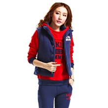 新款抓绒连帽卫衣三件套秋冬装女加厚加绒运动休闲套装韩版