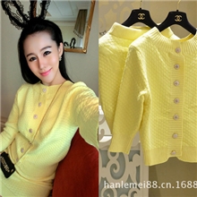 现货！小香风2013针织毛衣两穿简约气质套装上衣+半身裙#3018