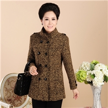 新款中老年毛呢外套中年高档双排扣呢子大衣中长款妈妈装冬装外套