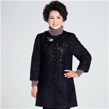批发中年冬装女装外套中老年大码大衣妈妈装新款中长款羊毛呢外套