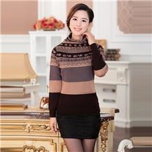 秋冬新款韩版女装堆领条纹长袖打底针织衫针织毛衣打底衫批发