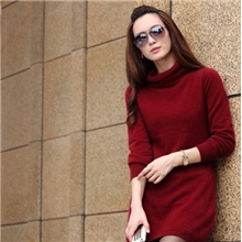 貂绒衫女中长款堆堆领高领100%纯貂绒正品特价打底衫羊绒衫毛衣