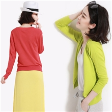 2013秋季新款韩版卷边布包扣针织女装开衫外套生产厂家批发供应