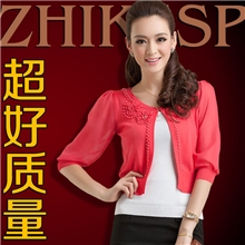 加工夏季女装批发雪纺七分袖女士针织衫新款开衫防晒生产厂家供应