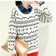 2013秋冬女装新款韩版超有味道符号针织衫毛衣