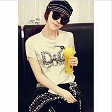 (秒现货）菁菁秀angelababy杨颖明星同款真丝拼接短袖女装T恤