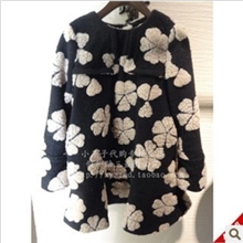 现货地素DAZZLE专柜正品13年秋冬提花羊毛毛呢长款大衣连衣裙