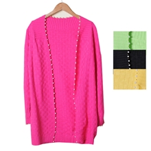 日单名媛小香风格纹珍珠边针织开衫春秋外搭开衫针织开衫外套女