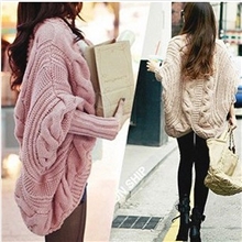 秋冬装新款粗针织毛衣蝙蝠袖开衫宽松披肩女装加厚外套