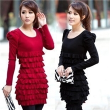 韩版修身百褶裙羊毛衫针织衫毛衣打底衫打底裙蛋糕裙连衣裙T79