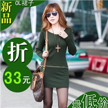 新款秋季连衣裙长袖欧美风时尚修身包臀毛衣裙针织连衣裙批发