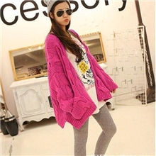 韩国代购新款女装大毛衣冬季宽松蝙蝠开衫长毛衣三色手织新款